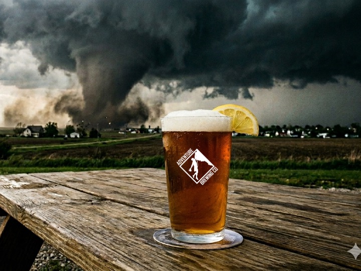 Twister behind tea in a pint glass